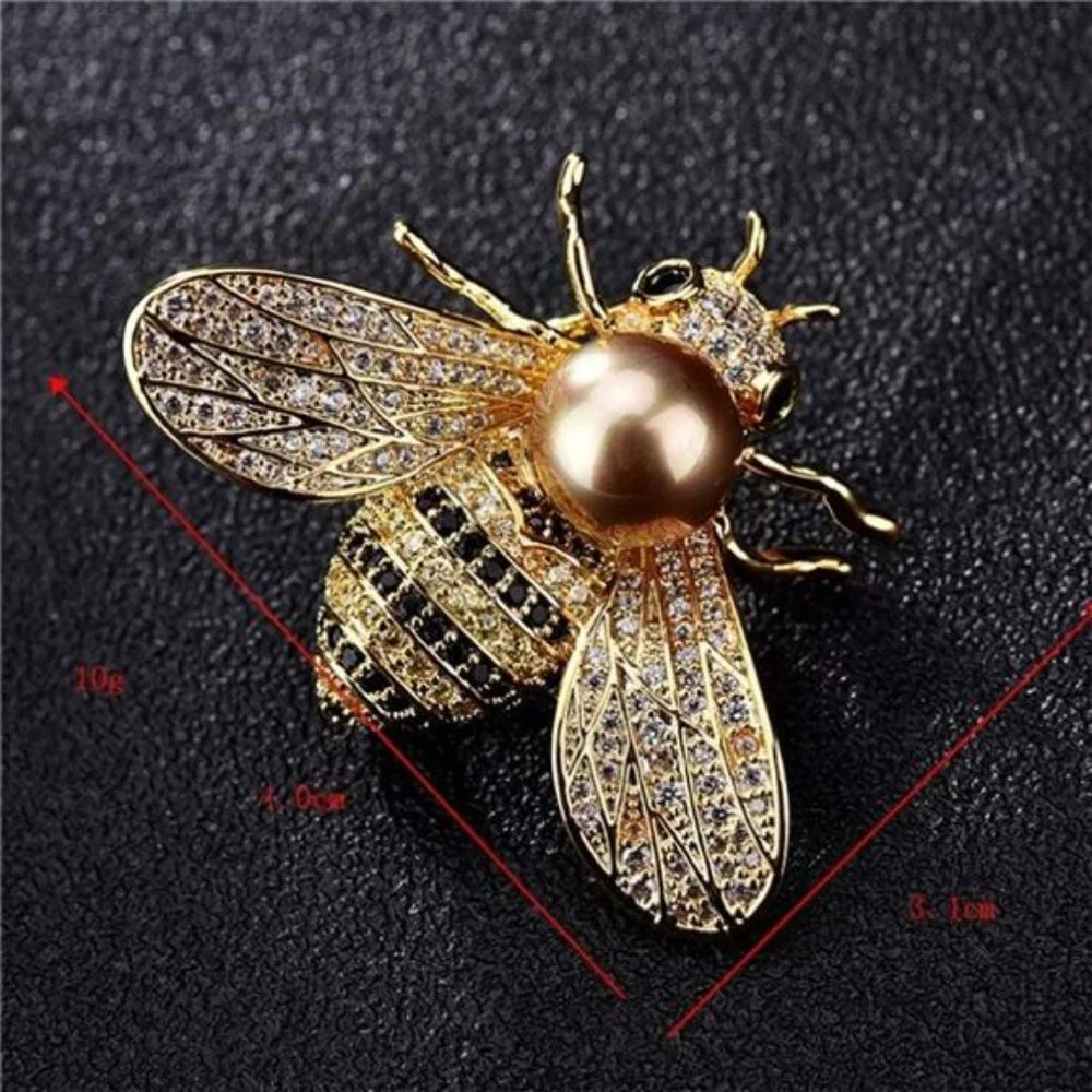 Crystal Honey Bee Brooch - Insect Themed Bee Brooch Animal - Gold Tone - Picture 6 of 6